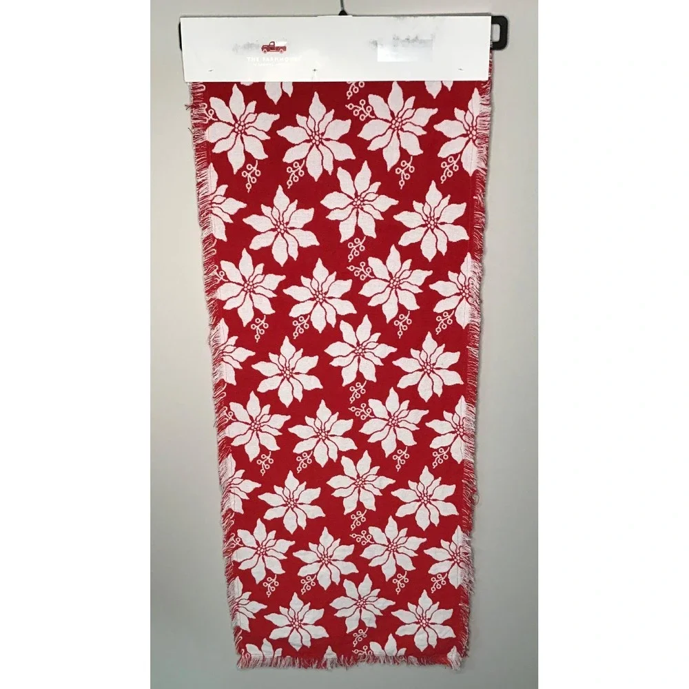 Rachel Ashwell Farmhouse Poinsettia Table Runner 18x108 Farmhouse Cottagecore